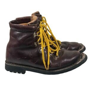 Vintage Vasque Brown Cowhide Leather 3PIN SQ Toe Mountaineer Ski Boots Mens 9.5D